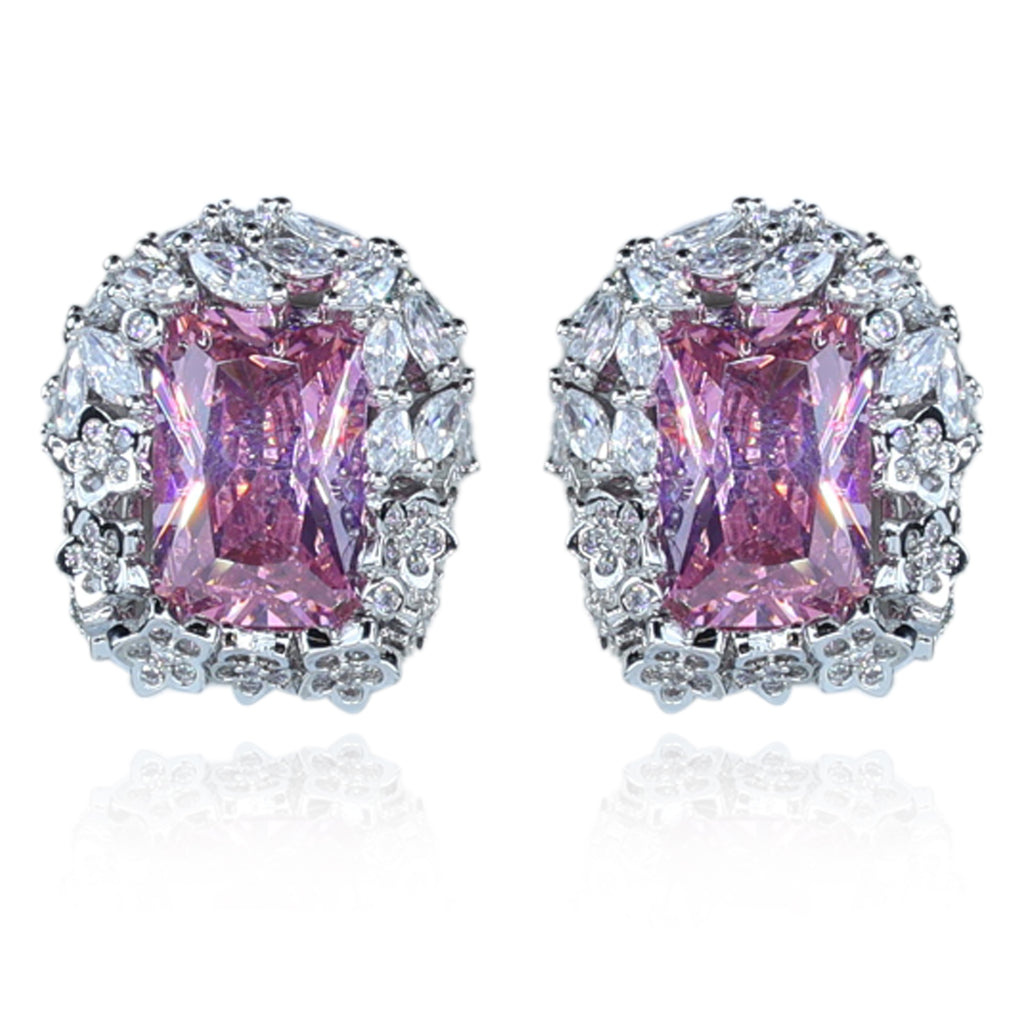 Aanura Yellow Radiant Floral Halo Stud Earrings