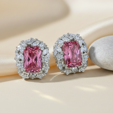 Aanura Yellow Radiant Floral Halo Stud Earrings