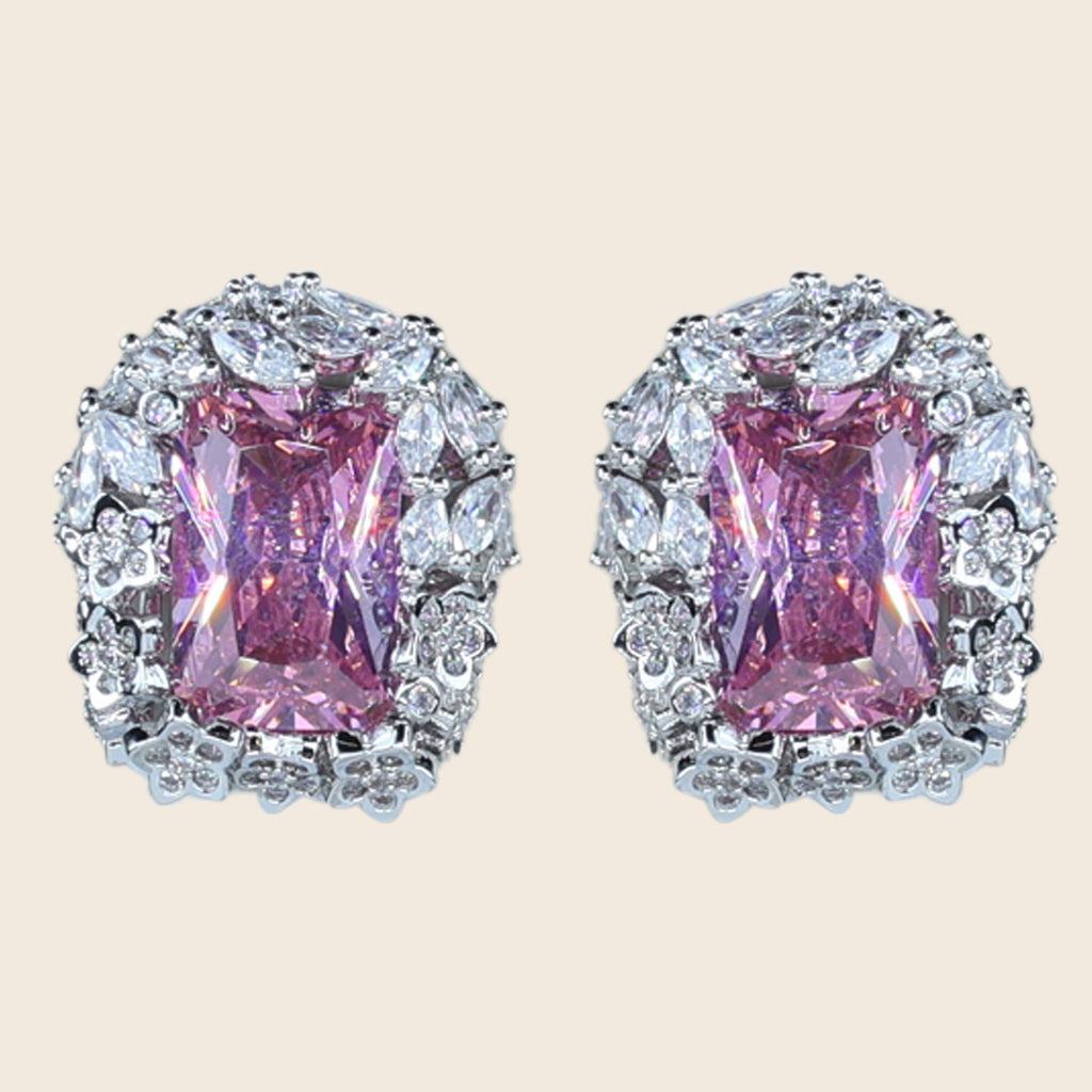 Aanura Yellow Radiant Floral Halo Stud Earrings