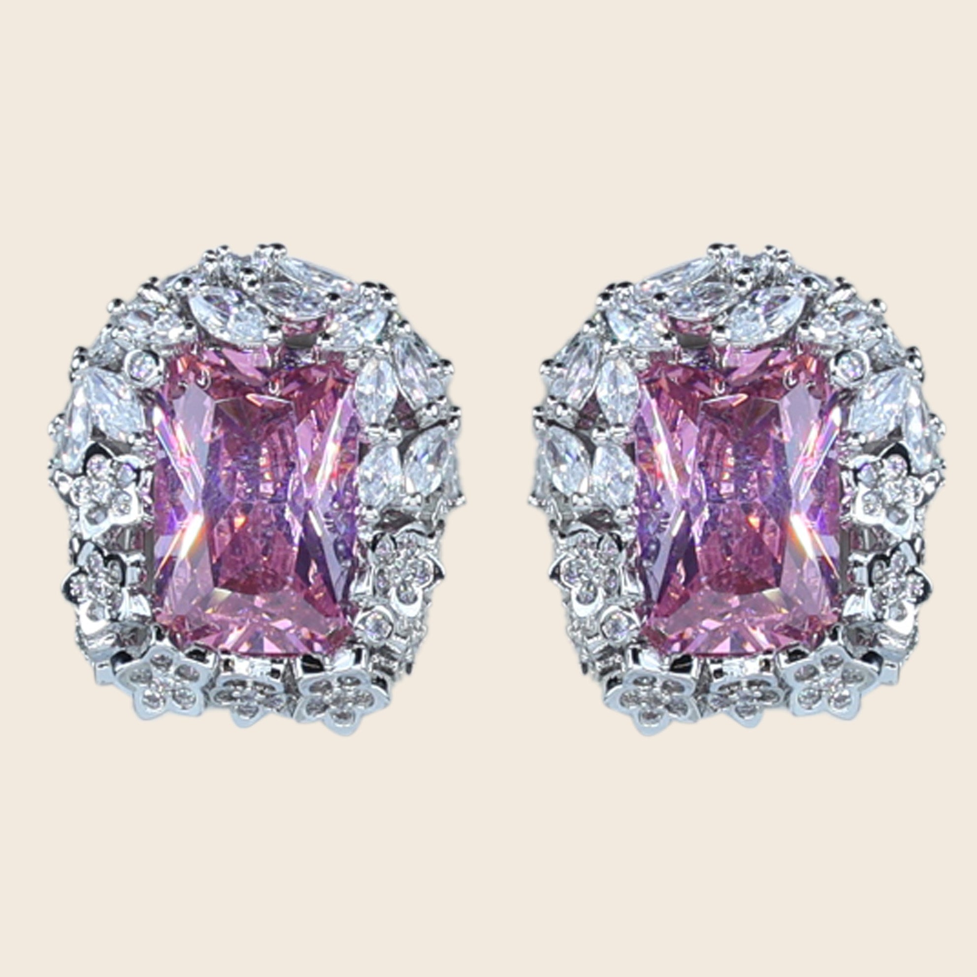Aanura Yellow Radiant Floral Halo Stud Earrings