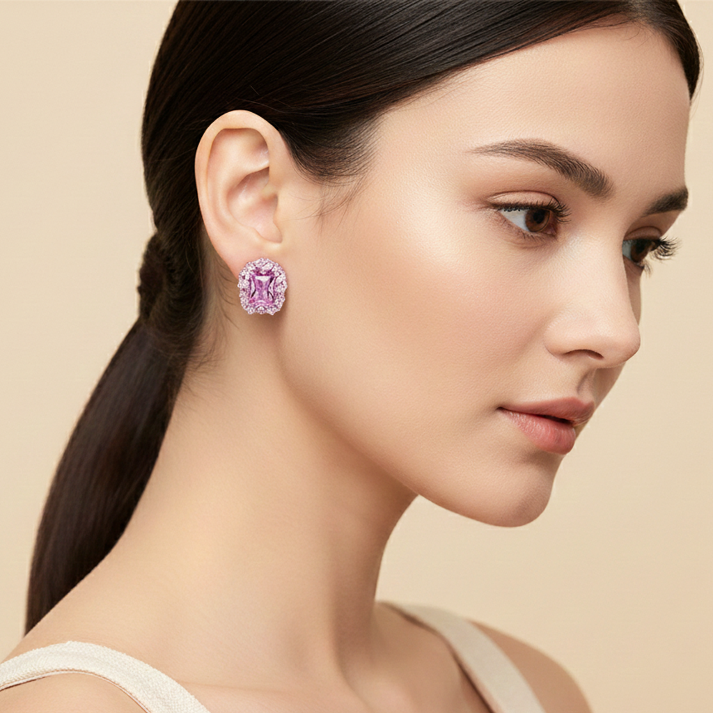Aanura Yellow Radiant Floral Halo Stud Earrings