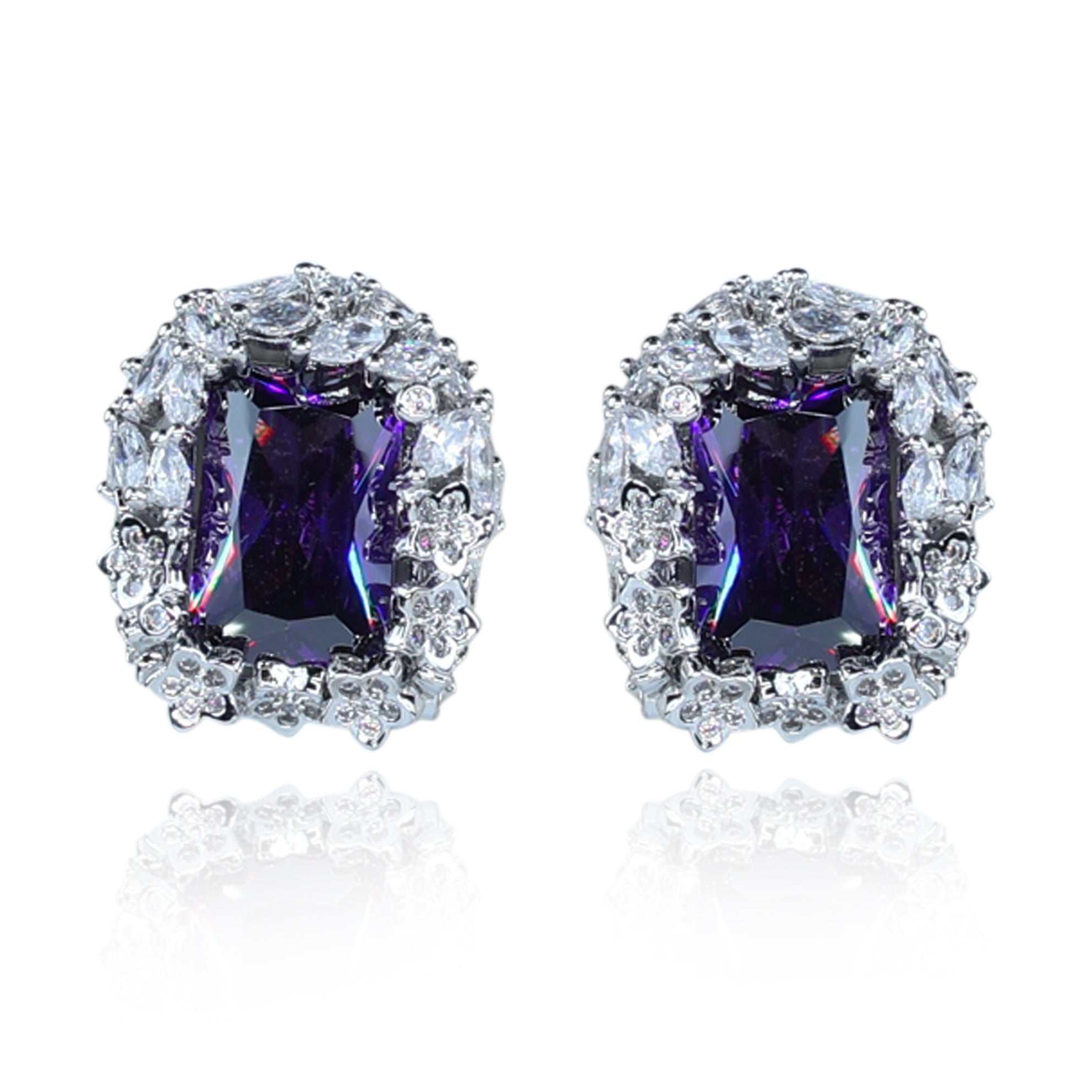 Aanura Yellow Radiant Floral Halo Stud Earrings