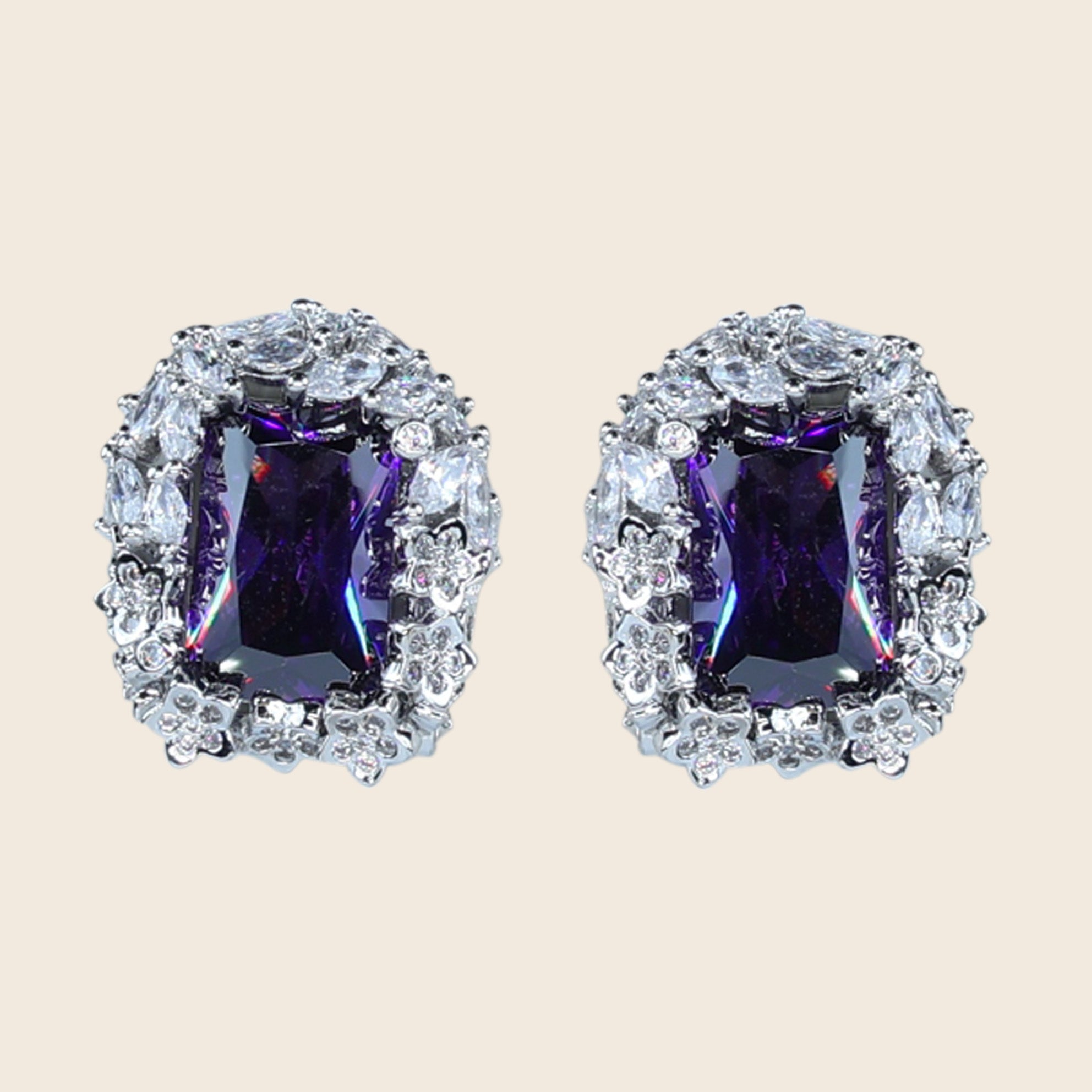 Aanura Yellow Radiant Floral Halo Stud Earrings