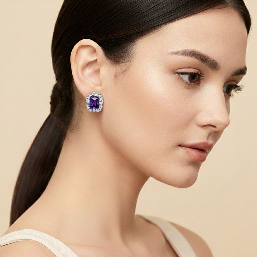 Aanura Yellow Radiant Floral Halo Stud Earrings