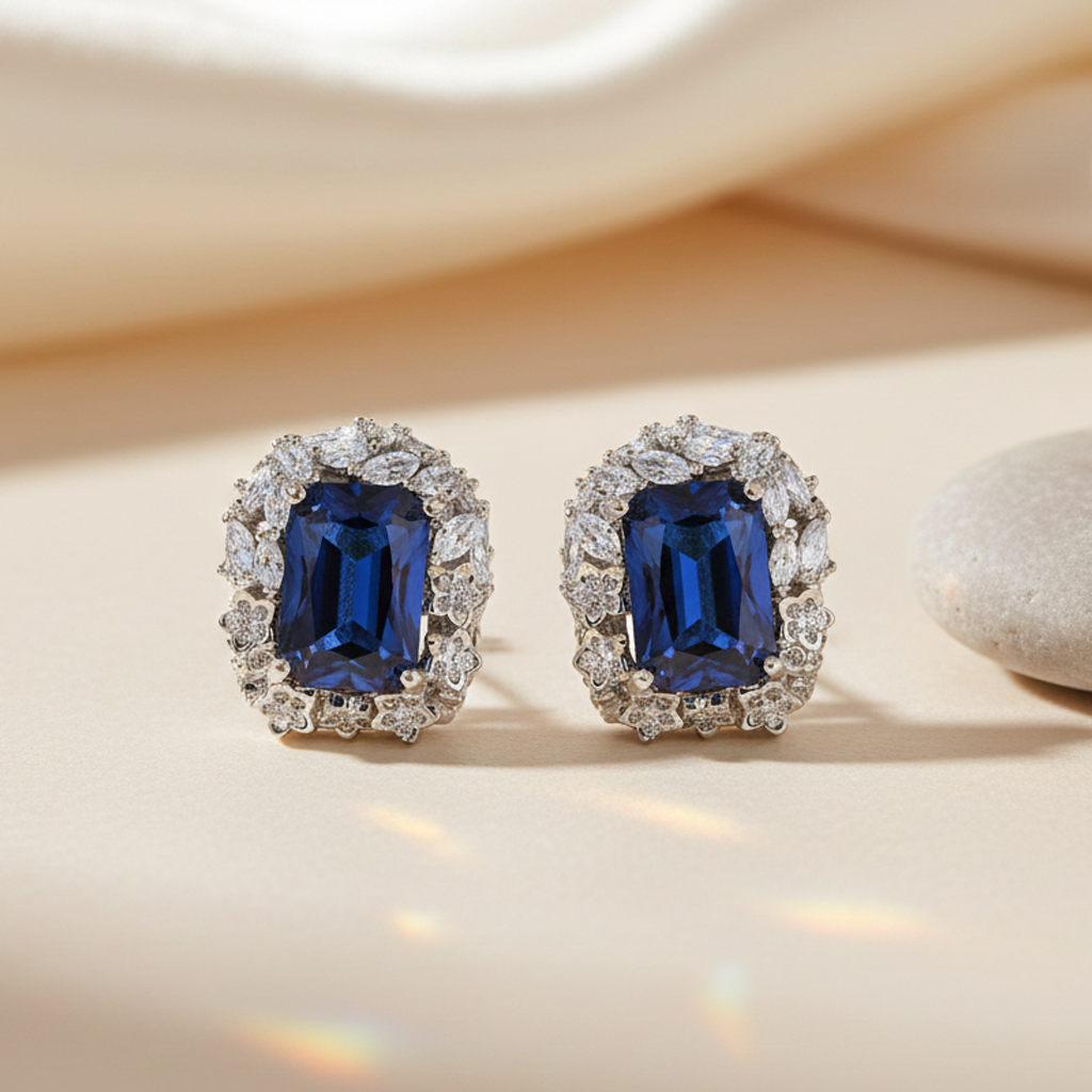 Aanura Yellow Radiant Floral Halo Stud Earrings