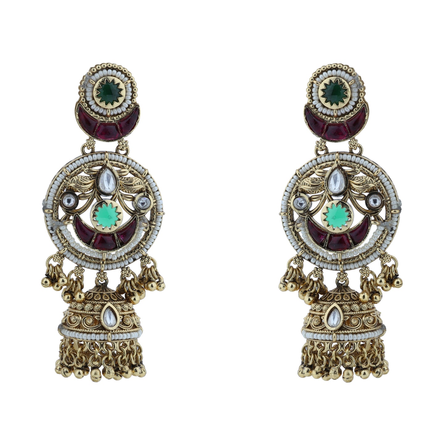 Aanura Gold-Plated Green Ruby Long Earrings