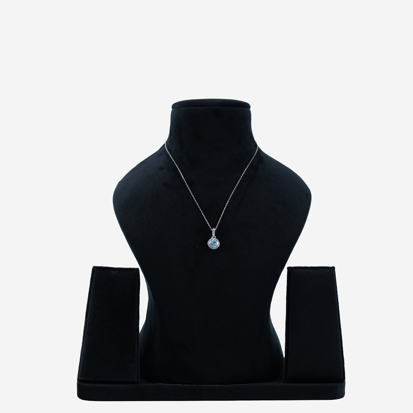 Aanura Round Halo Pendant Necklace in 925 Silver