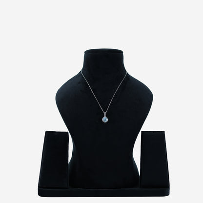 Aanura Round Halo Pendant Necklace in 925 Silver