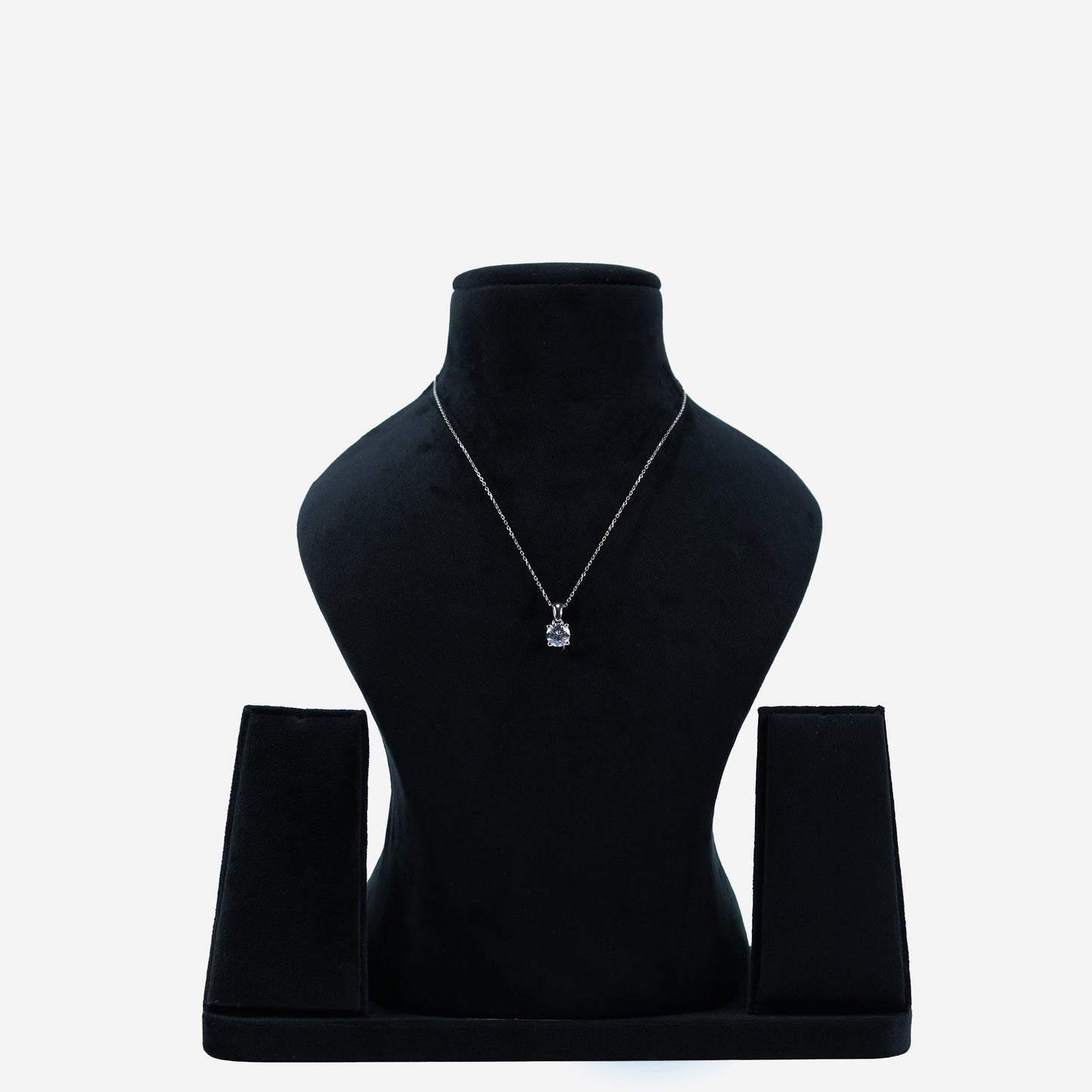 Aanura Solitaire Round Pendant Necklace in 925 Silver