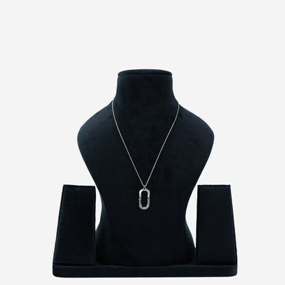 Aanura Oval Link Pendant Necklace in 925 Silver