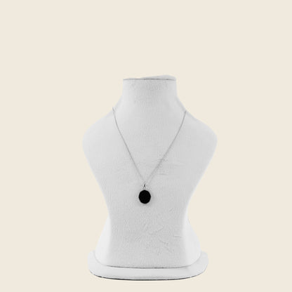Aanura Black Onyx Oval Pendant Necklace in 925 Silver