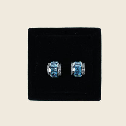 Aanura Baguette Crystal Huggie Earrings in 925 Silver