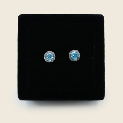 Aanura Crystal Halo Stud Earrings in 925 Silver