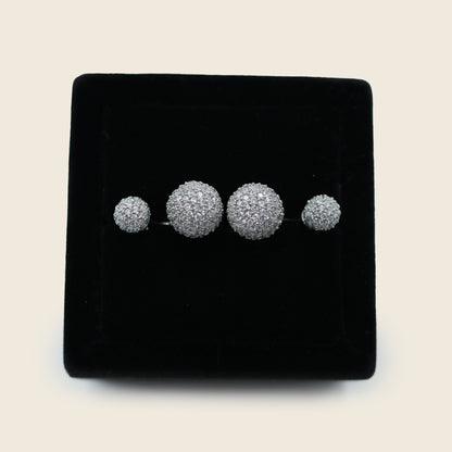 Aanura Pave Dome Stud Earrings in 925 Silver