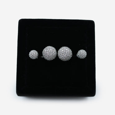 Aanura Pave Dome Stud Earrings in 925 Silver