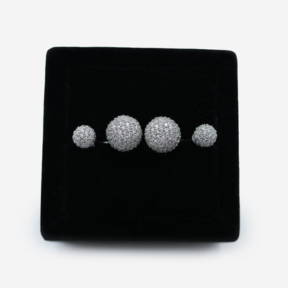 Aanura Pave Dome Stud Earrings in 925 Silver