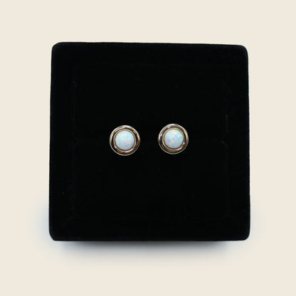 Aanura Opal Glow Stud Earrings in 925 Silver