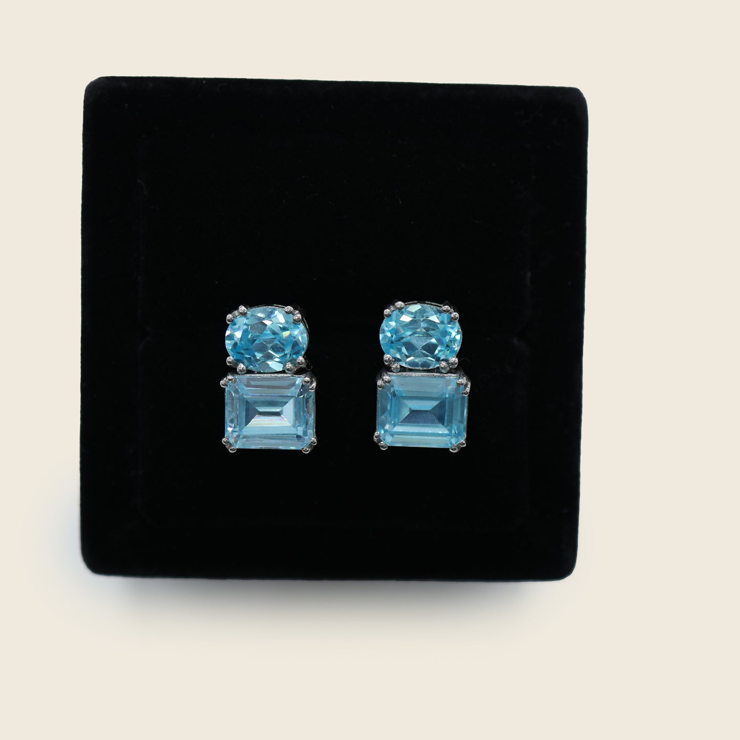 Aanura Dual Gemstone Stud Earrings in 925 Silver