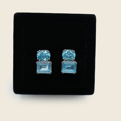 Aanura Dual Gemstone Stud Earrings in 925 Silver