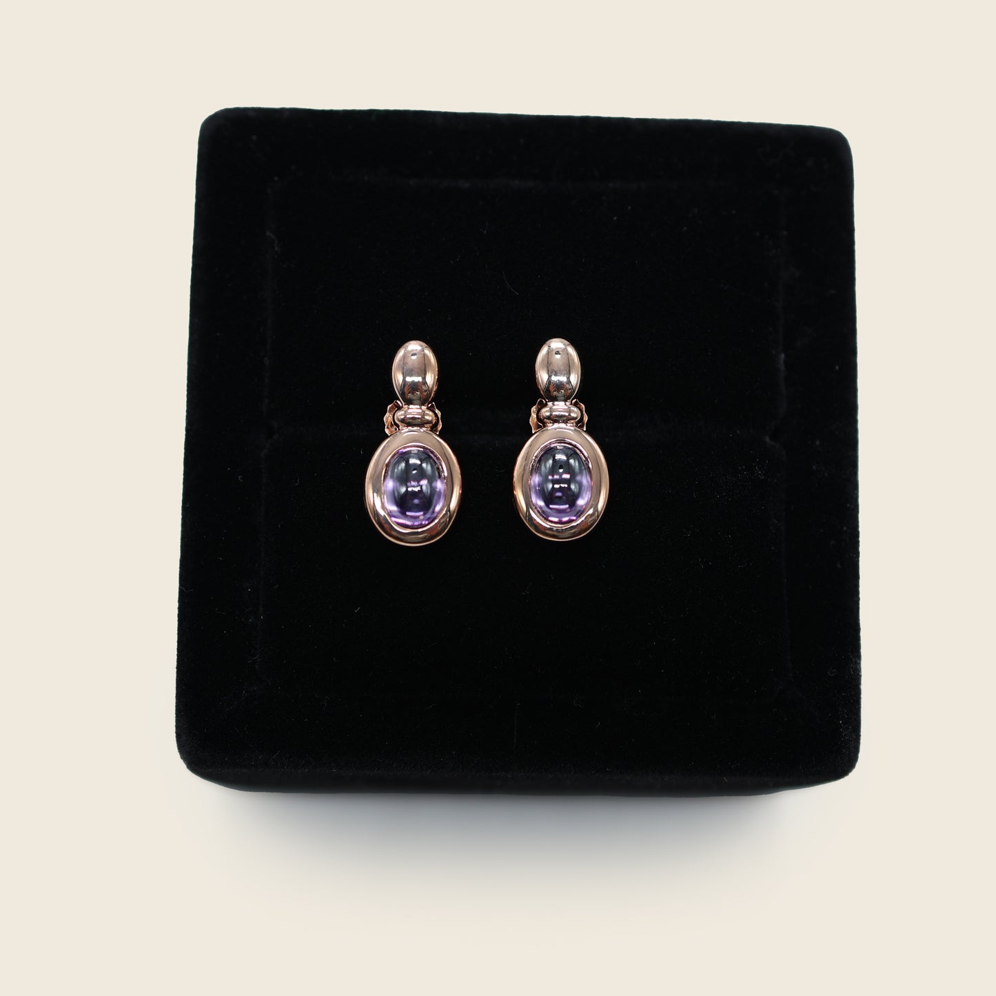 Aanura Oval Gemstone Drop Earrings in 18K Gold Plated 925 Silver