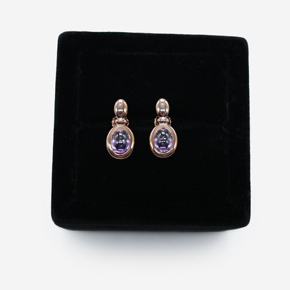 Aanura Oval Gemstone Drop Earrings in 18K Gold Plated 925 Silver