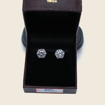 Aanura Classic Round Solitaire Earrings in 925 Silver