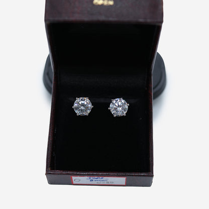 Aanura Classic Round Solitaire Earrings in 925 Silver