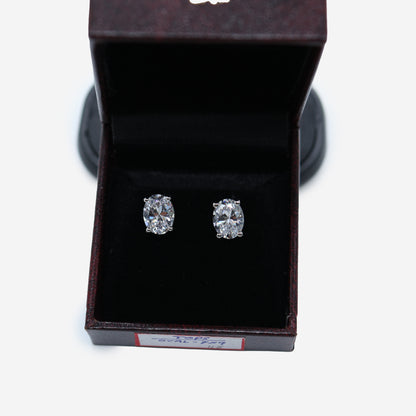 Aanura Square Princess-Cut Stud Earrings in 925 Silver