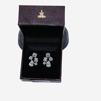 Aanura Multi-Stone Cluster Earrings in 925 Silver