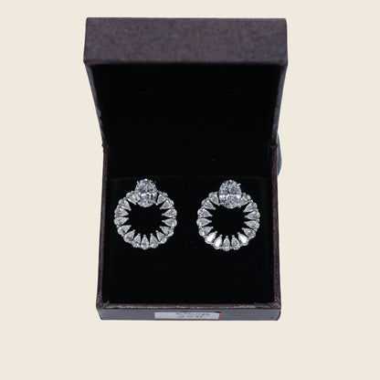 Aanura Emerald Halo Earrings in 925 Silver