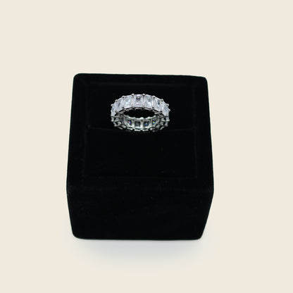 Aanura 925 Silver Emerald-Cut Eternity Band