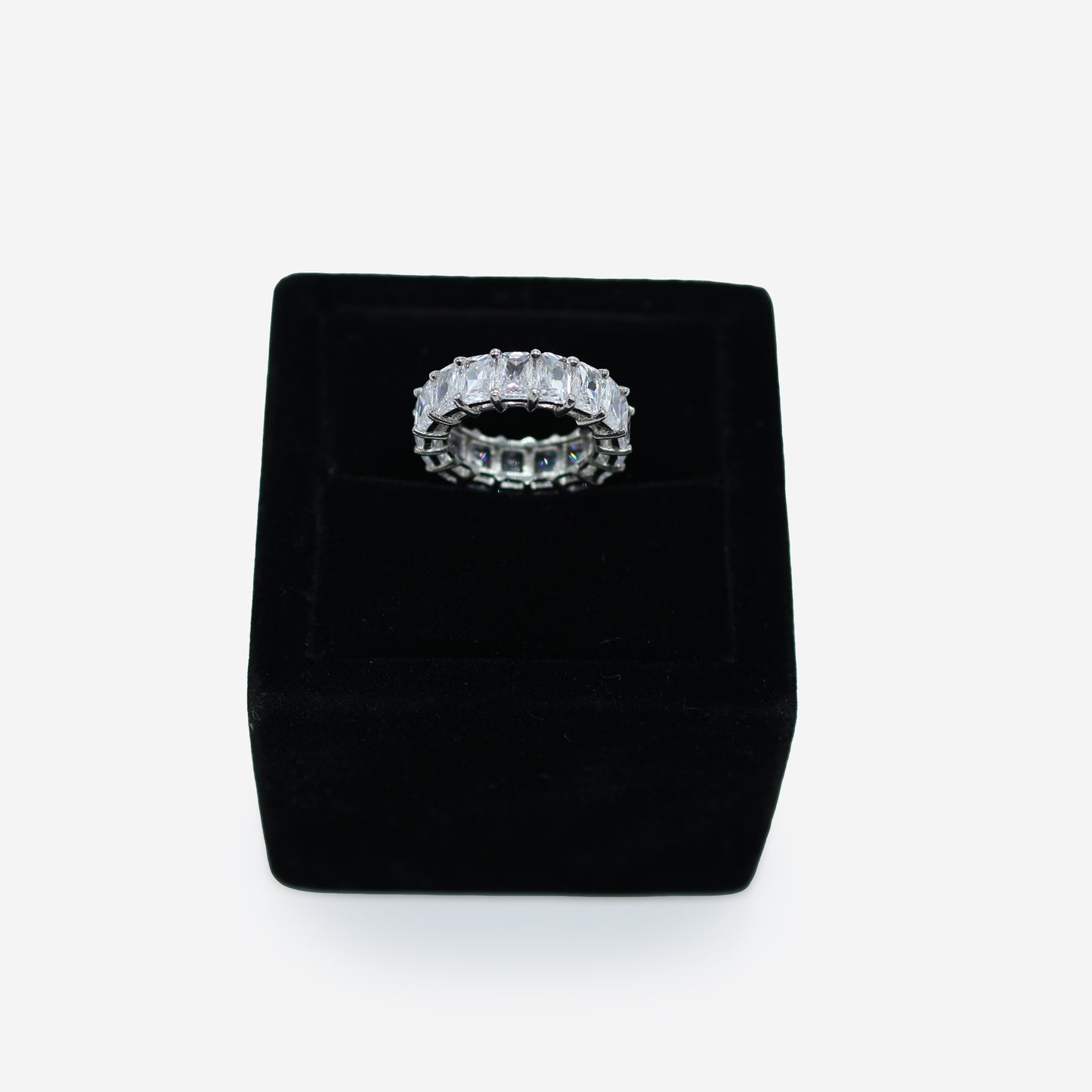 Aanura 925 Silver Emerald-Cut Eternity Band