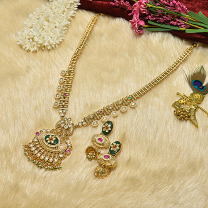 Aanura Antique Rani Haar with Kundan & Pearl Pendant