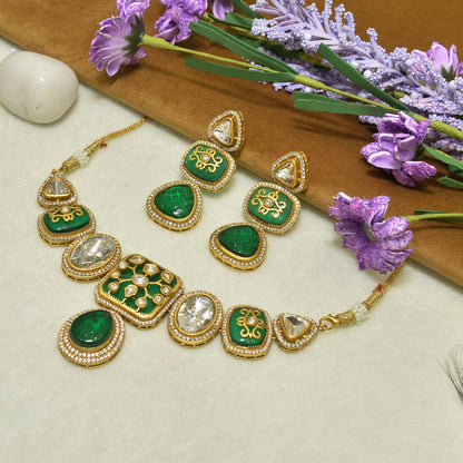 Aanura Kundan Choker Necklace with Teardrop Pendant