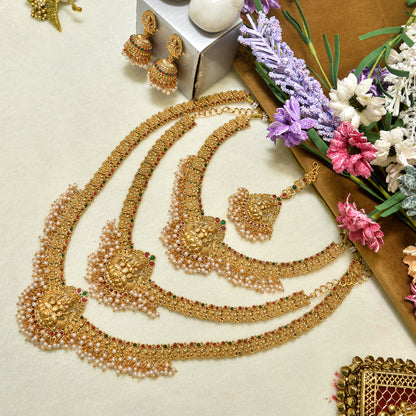Aanura Gold-Plated Temple Necklace & Earrings Set