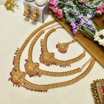 Aanura Gold-Plated Temple Necklace & Earrings Set