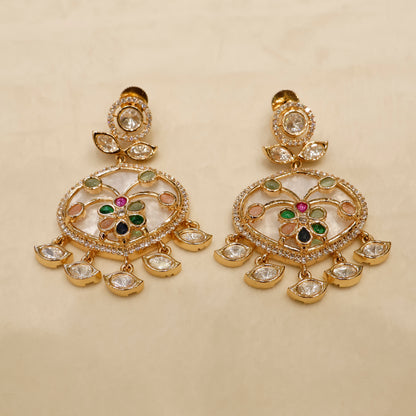 Aanura Green Meenakari Kundan Pendant Necklace Set