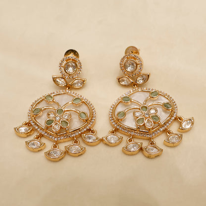 Aanura Green Meenakari Kundan Pendant Necklace Set