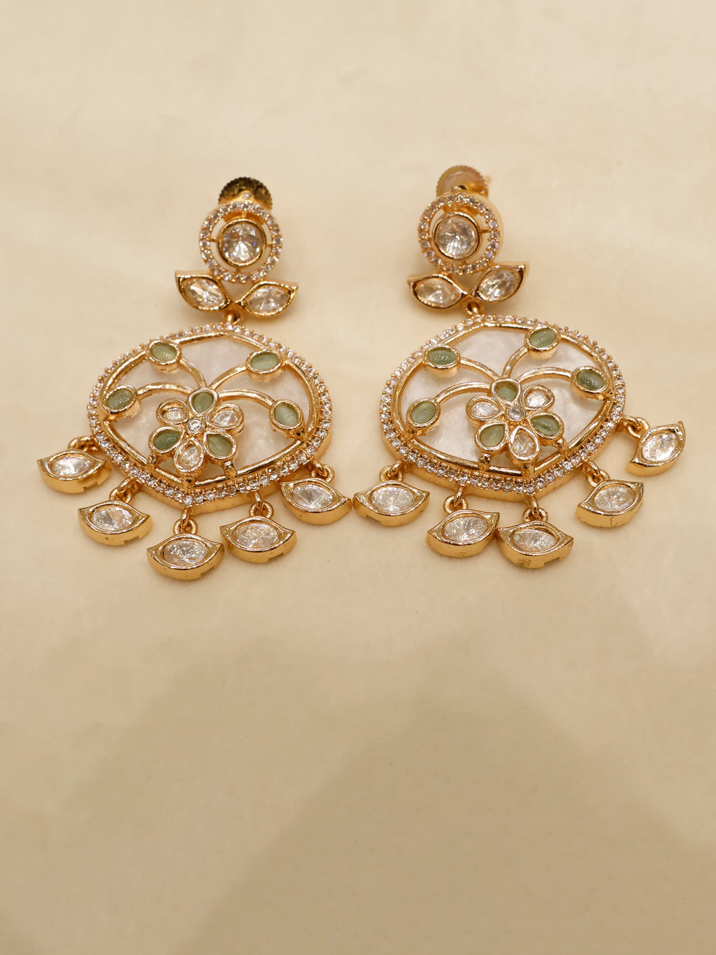 Aanura Green Meenakari Kundan Pendant Necklace Set