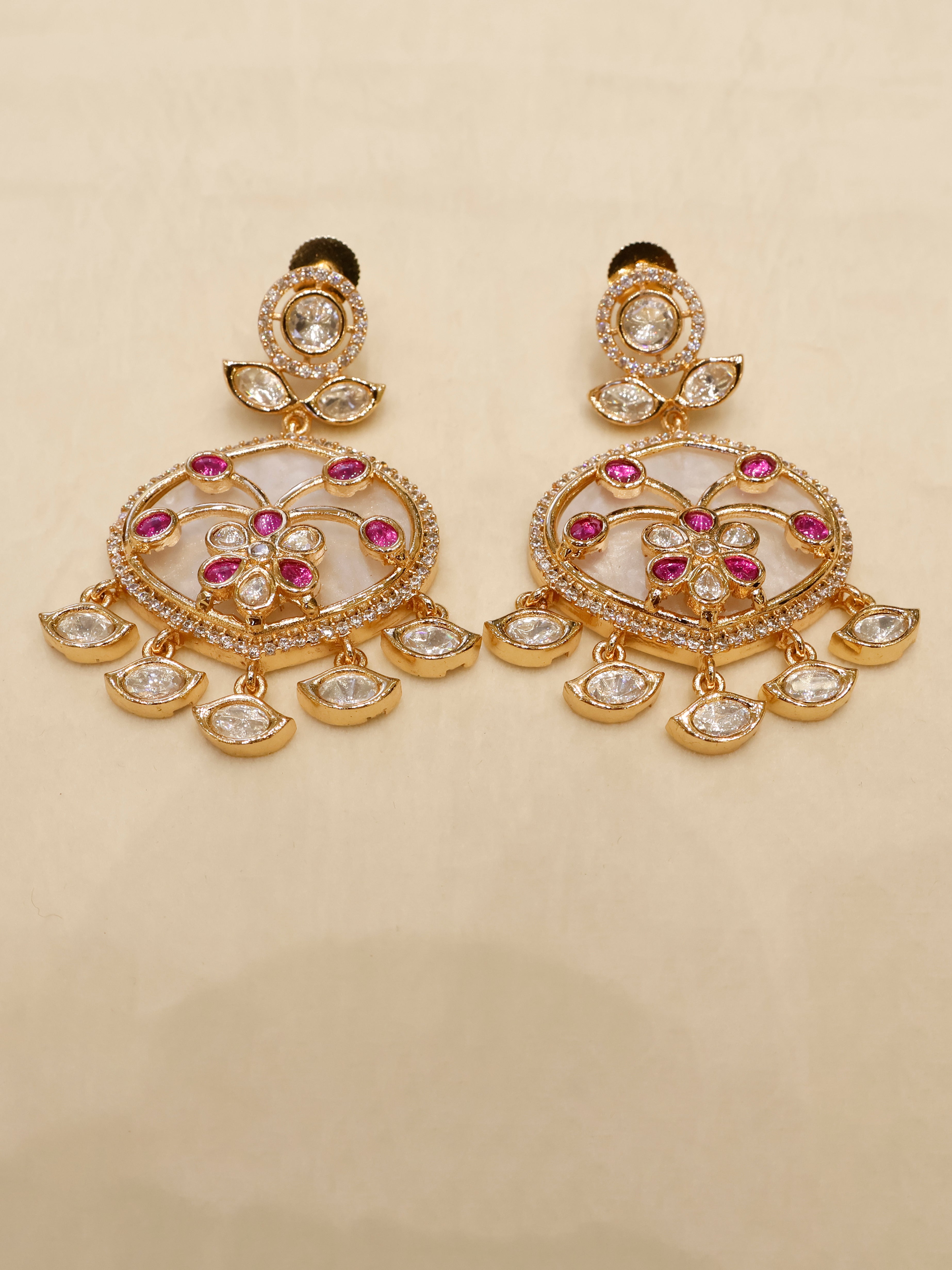 Aanura Green Meenakari Kundan Pendant Necklace Set