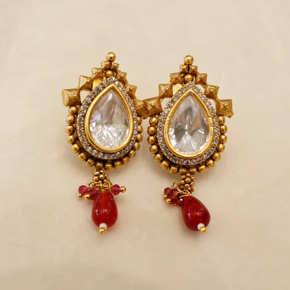 Aanura Antique Pearl Drop Kundan Choker Necklace Set