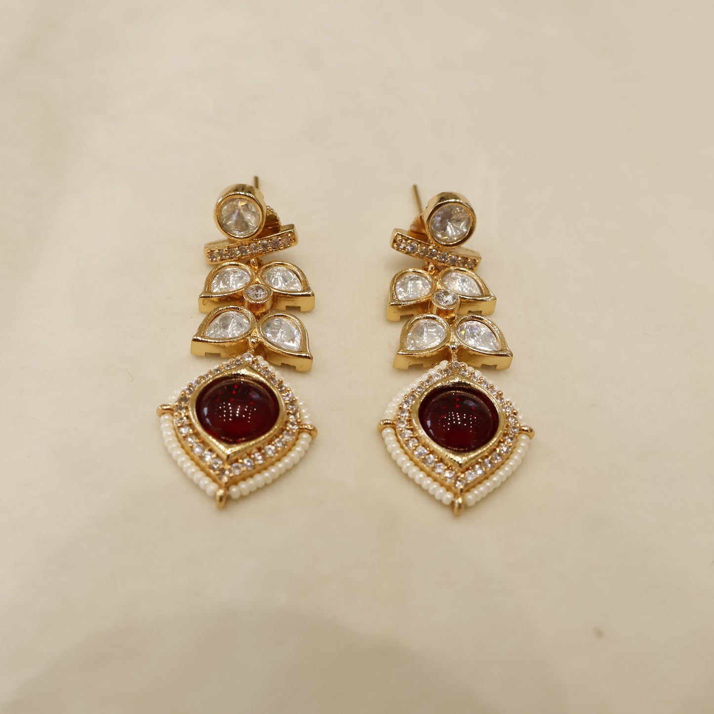 Aanura Peacock Green Kundan Necklace & Earrings Set