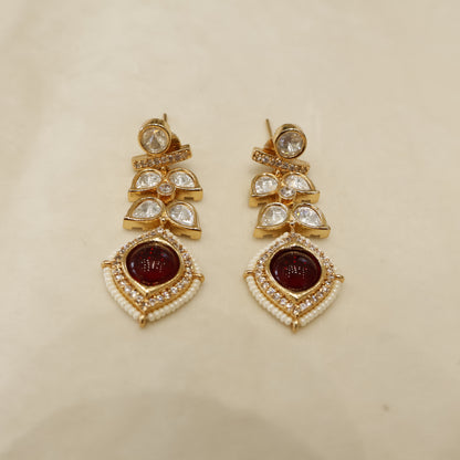 Aanura Peacock Green Kundan Necklace & Earrings Set