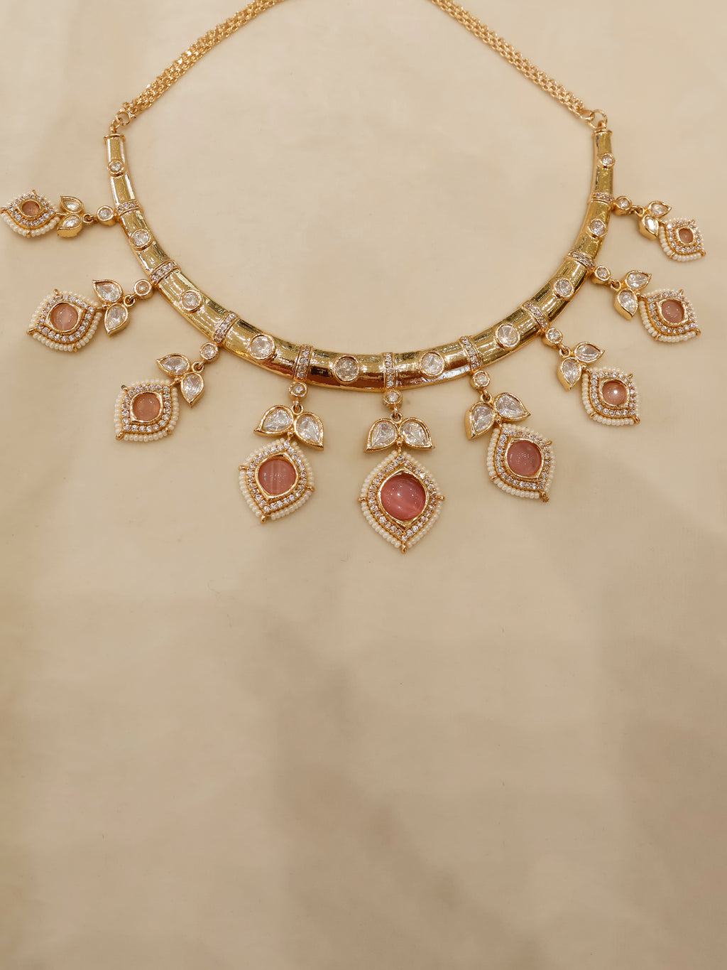 Aanura Peacock Green Kundan Necklace & Earrings Set