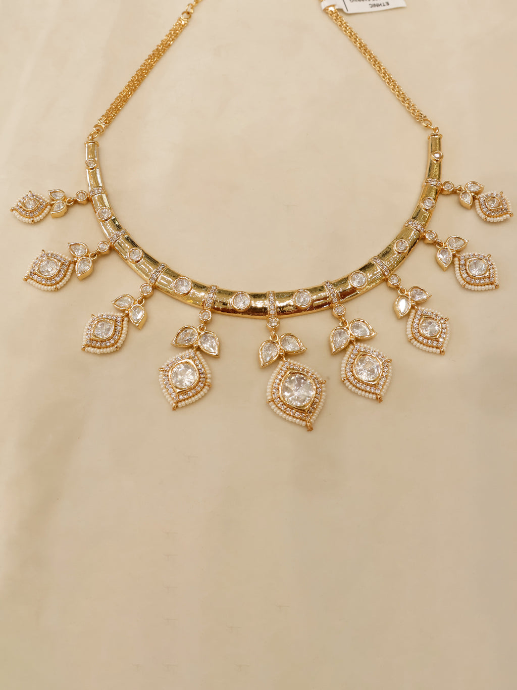 Aanura Peacock Green Kundan Necklace & Earrings Set