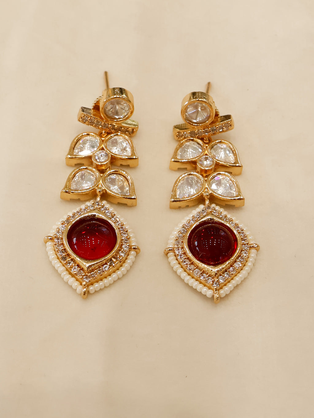 Aanura Peacock Green Kundan Necklace & Earrings Set
