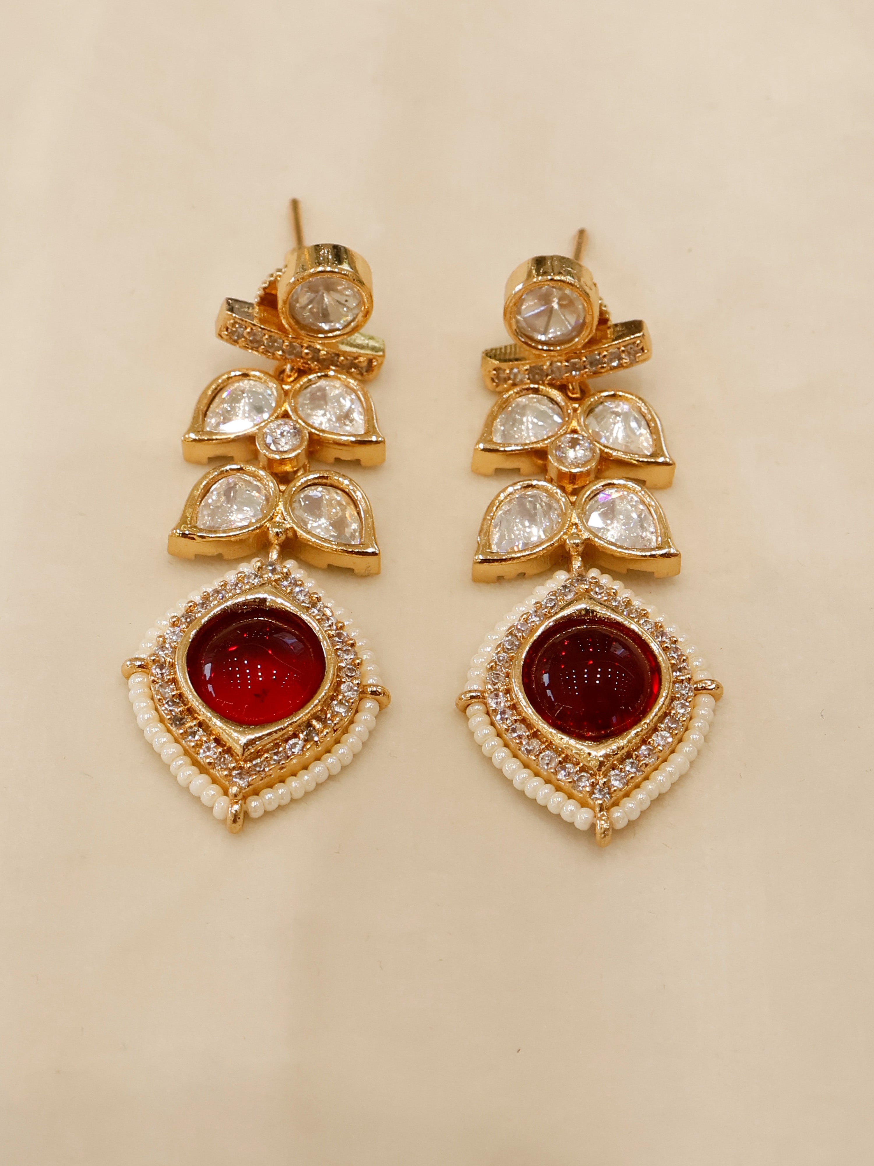 Aanura Peacock Green Kundan Necklace & Earrings Set