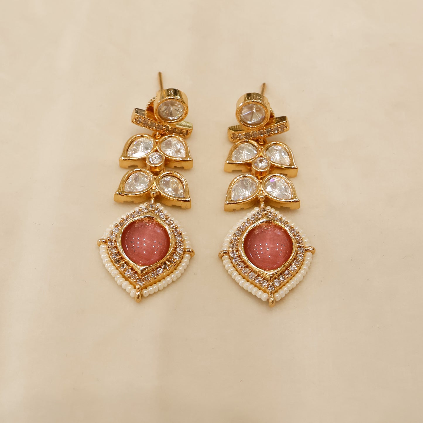 Aanura Peacock Green Kundan Necklace & Earrings Set