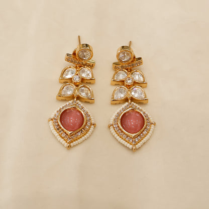 Aanura Peacock Green Kundan Necklace & Earrings Set