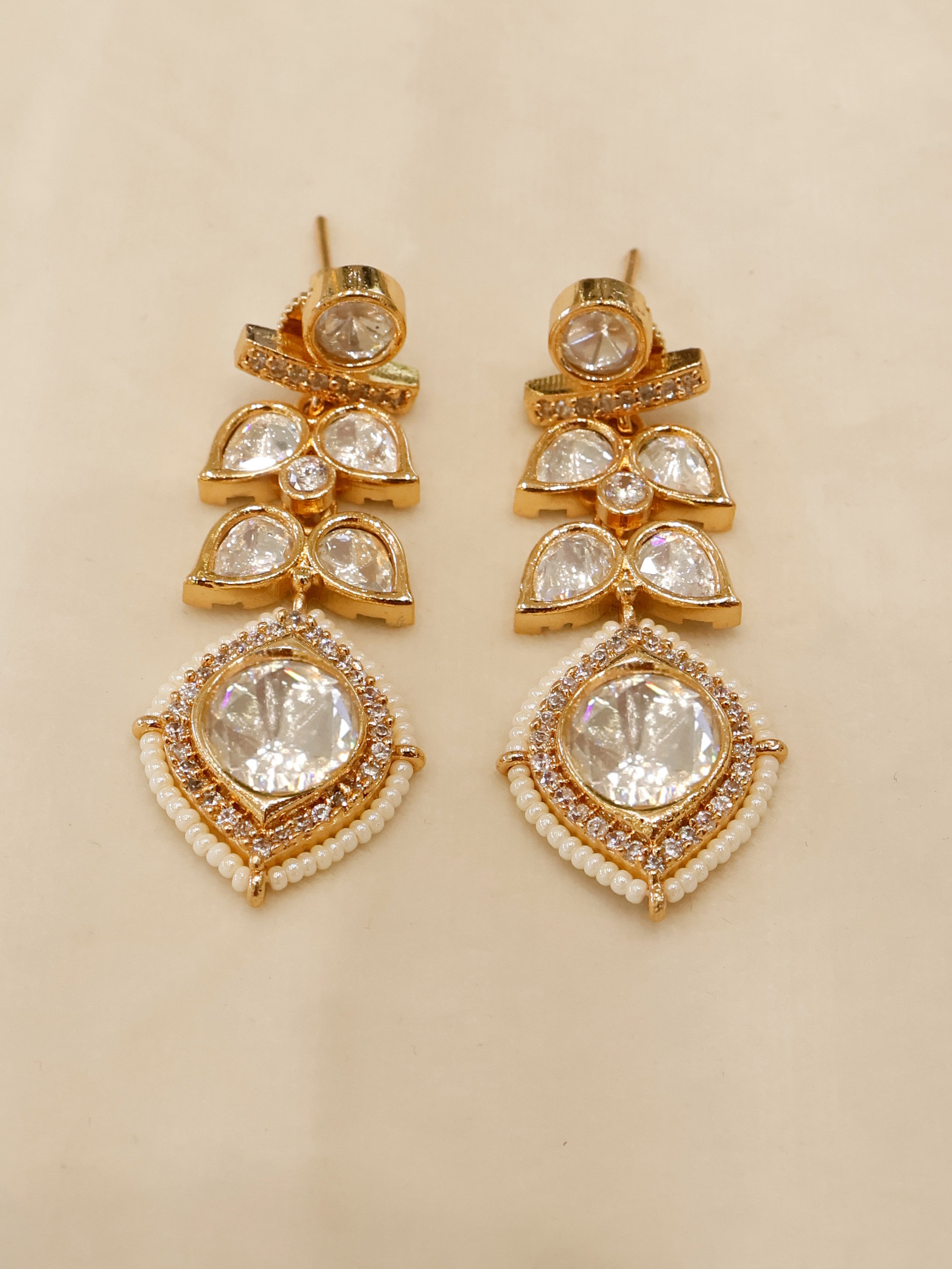 Aanura Peacock Green Kundan Necklace & Earrings Set